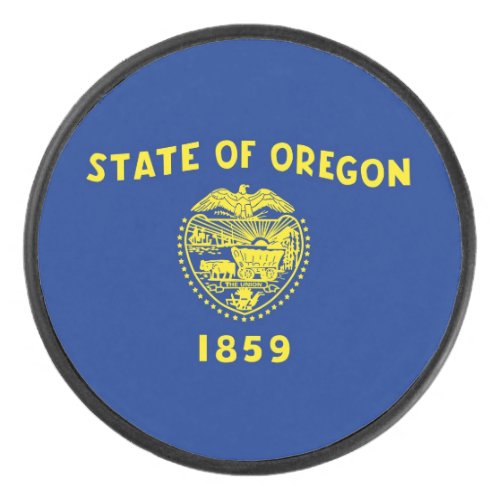 Patriotic hockey puck with flag of Oregon State