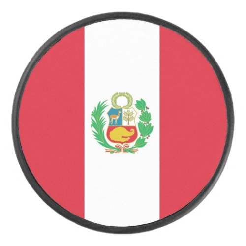 Patriotic hockey puck with Flag of Peru