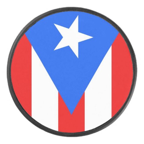 Patriotic hockey puck with flag of Puerto Rico