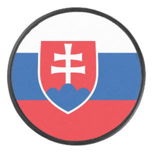 Patriotic hockey puck with flag of Slovakia