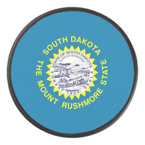 Patriotic hockey puck with flag of South Dakota