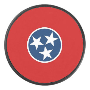 Patriotic hockey puck with flag of Tennessee