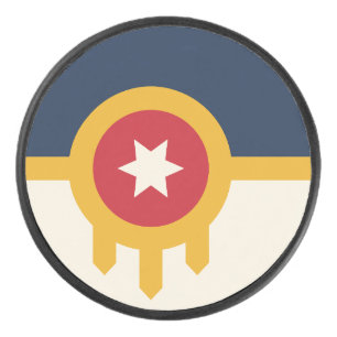 Patriotic hockey puck with flag of Tulsa City