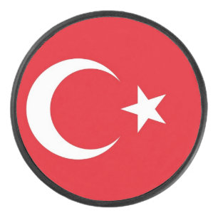 Patriotic hockey puck with flag of Turkey