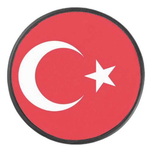 Patriotic hockey puck with flag of Turkey