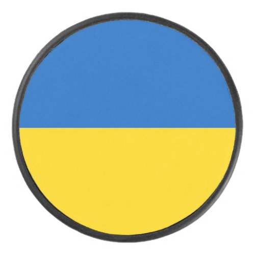 Patriotic hockey puck with flag of Ukraine