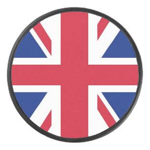 Patriotic hockey puck with flag of United Kingdom