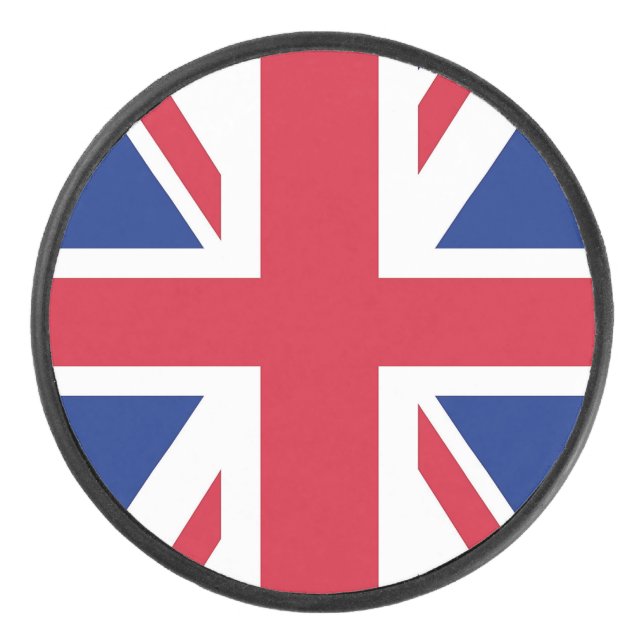 Patriotic hockey puck with flag of United Kingdom (Front)