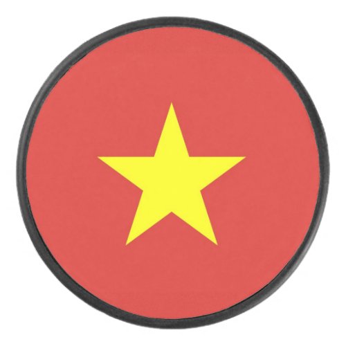 Patriotic hockey puck with flag of Vietnam