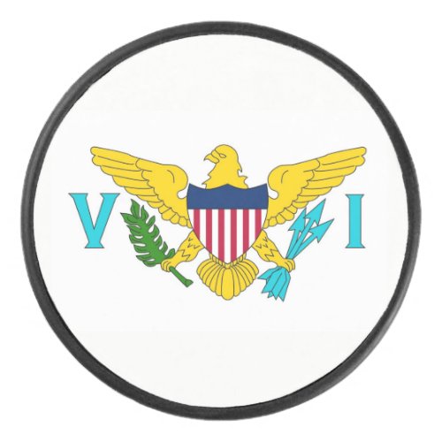 Patriotic hockey puck with flag of Virgin Islands