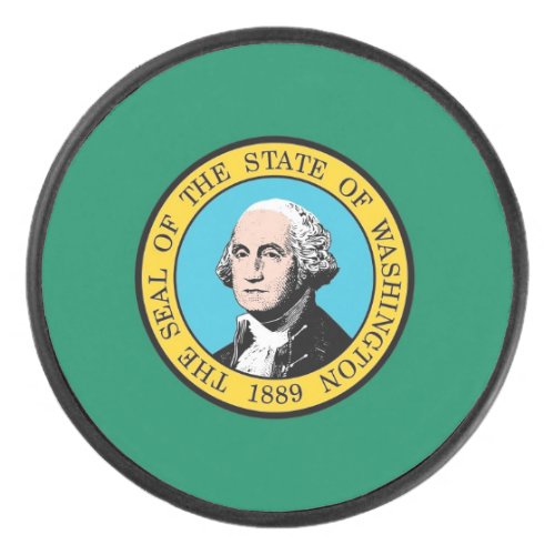 Patriotic hockey puck with flag of Washington