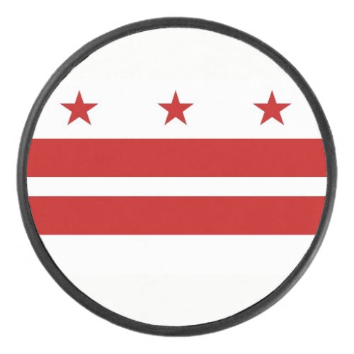 Patriotic hockey puck with flag of Washington DC