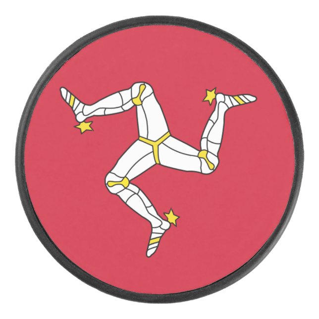 Patriotic hockey puck with Isle of Man flag, UK (Front)