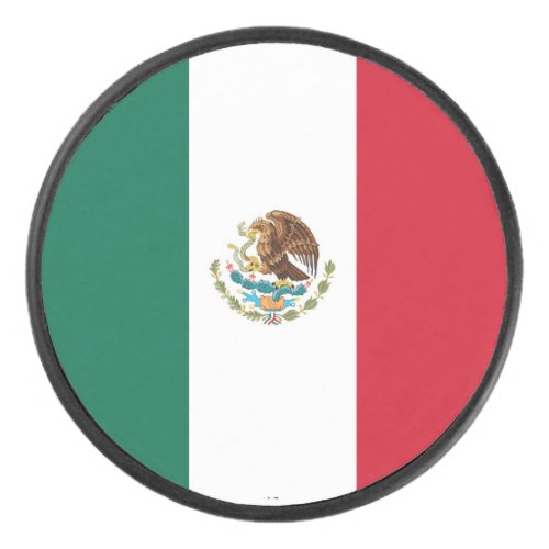 Patriotic hockey puck with Mexico flag