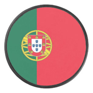 Patriotic hockey puck with Portugal flag