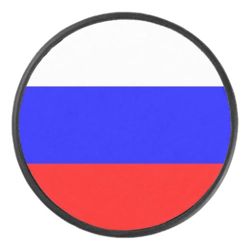 Patriotic hockey puck with Russia flag