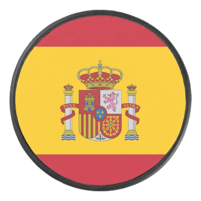 Patriotic hockey puck with Spain flag (Front)