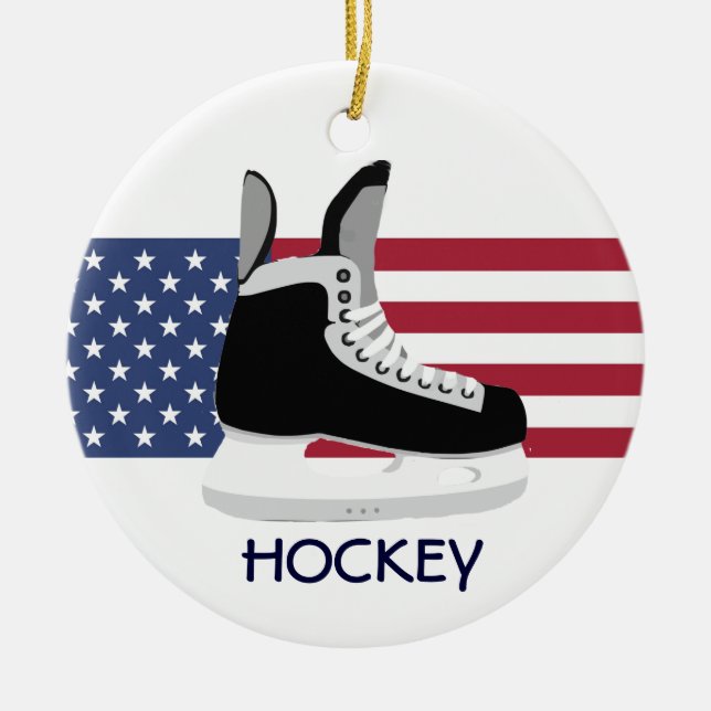 Patriotic Hockey Skate Design Ornament (Front)
