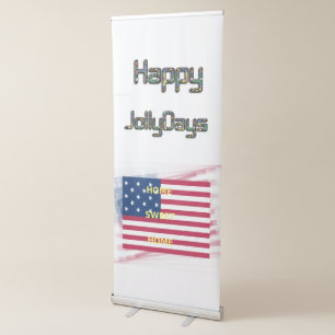 Patriotic Holiday Greetings: America Flag Colors Retractable Banner