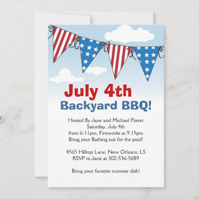 Patriotic Holiday Themed Party Invitations (Front)