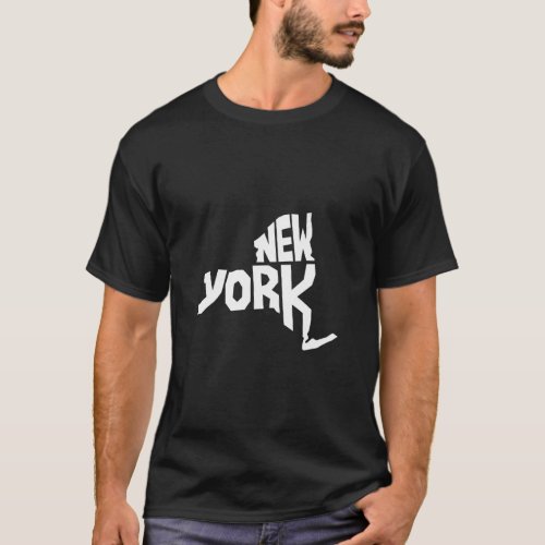 Patriotic Home State Map of New York Text Shape  T_Shirt