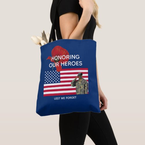 Patriotic HONORING OUR HEROES Veterans Memorial Tote Bag