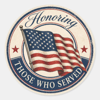 Patriotic Honoring Veterans Gift Sticker Label