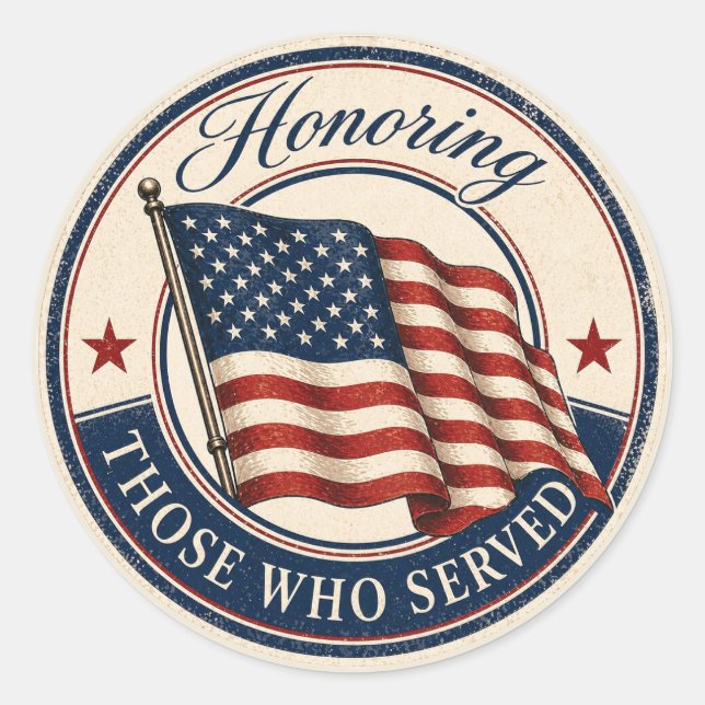 Patriotic Honoring Veterans Gift Sticker Label (Front)
