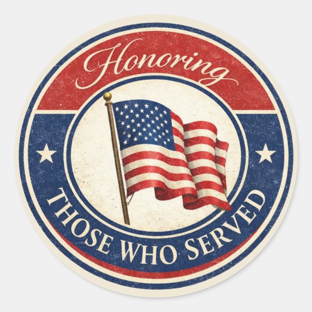 Patriotic Honoring Veterans Gift Sticker Label (Front)