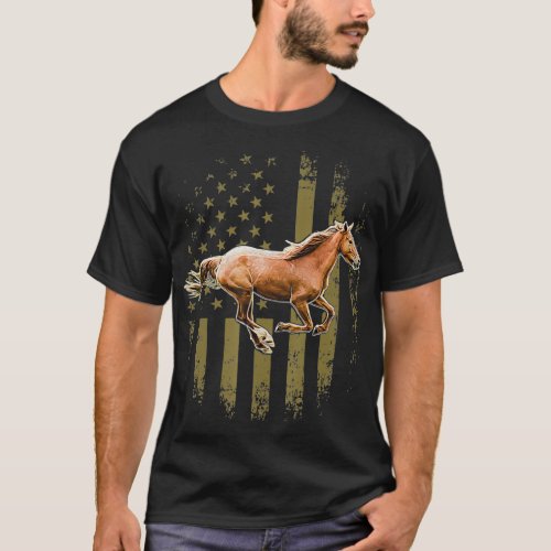 Patriotic Horse American Flag Horseback Riding Gif T_Shirt