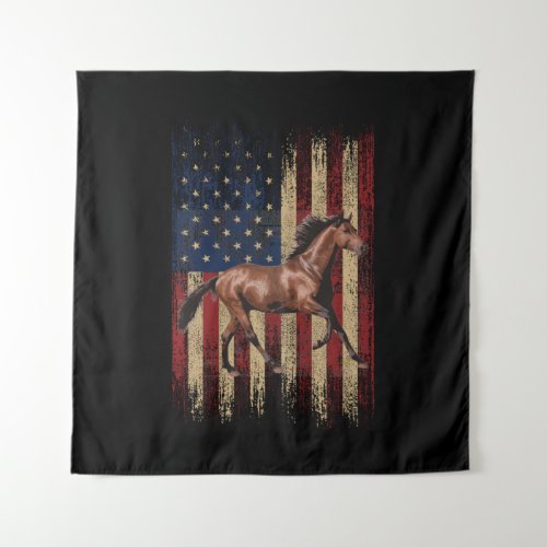 Patriotic Horse American Flag Horseback Riding Tapestry