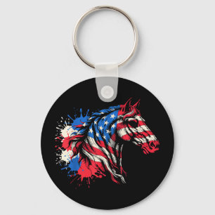 Patriotic horse american flag splash art Patriotic Keychain