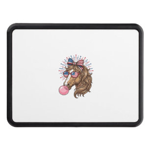 Patriotic Horse Bubble Gum Vintage Vector Shirt De Hitch Cover