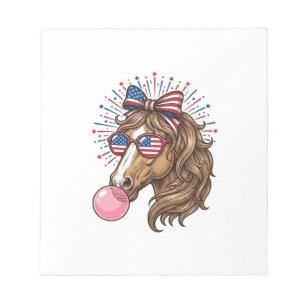 Patriotic Horse Bubble Gum Vintage Vector Shirt De Notepad