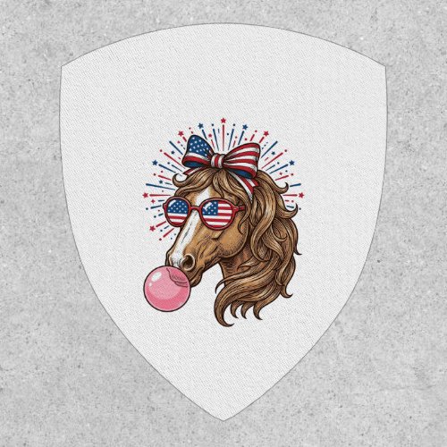 Patriotic Horse Bubble Gum Vintage Vector Shirt De Patch