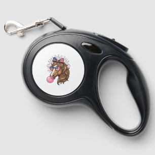 Patriotic Horse Bubble Gum Vintage Vector Shirt De Retractable Pet Leash