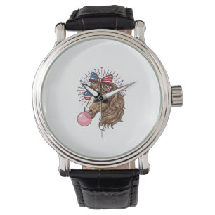 Patriotic Horse Bubble Gum Vintage Vector Shirt De Watch