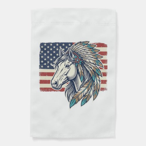 Patriotic Horse Flag Vintage Vector T-Shirt Design