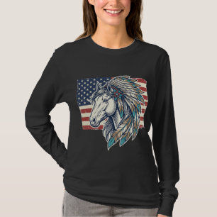 Patriotic Horse Flag Vintage Vector T-Shirt Design