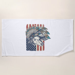 Patriotic Horse Flag Vintage Vector T-Shirt Design Beach Towel