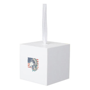 Patriotic Horse Flag Vintage Vector T-Shirt Design Cube Ornament