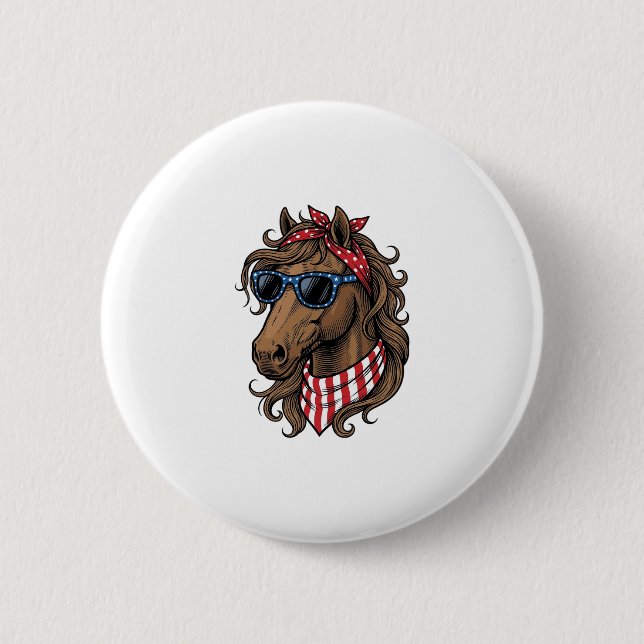 Patriotic Horse Head Vector Shirt Design_1 Button (Front)