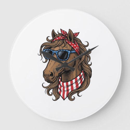 Patriotic Horse Head Vector Shirt Design_1 Large Clock