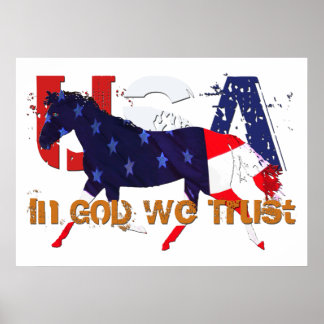 Patriotic Horse - In God We Trust Poster
