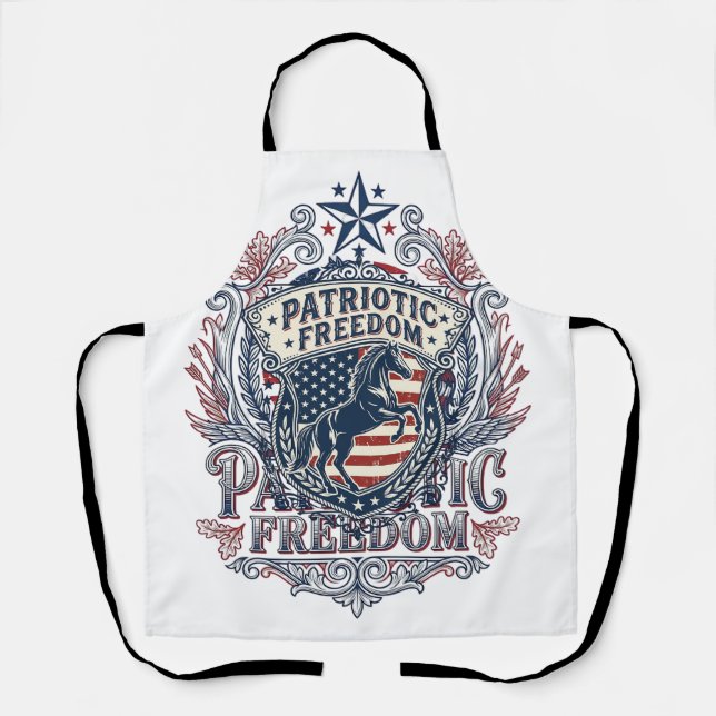 Patriotic Horse Lover Vector Graphic Tee_1 Apron (Front)