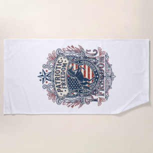 Patriotic Horse Lover Vector Graphic Tee_1 Beach Towel