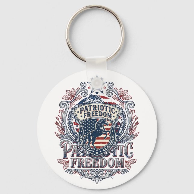 Patriotic Horse Lover Vector Graphic Tee_1 Keychain (Front)