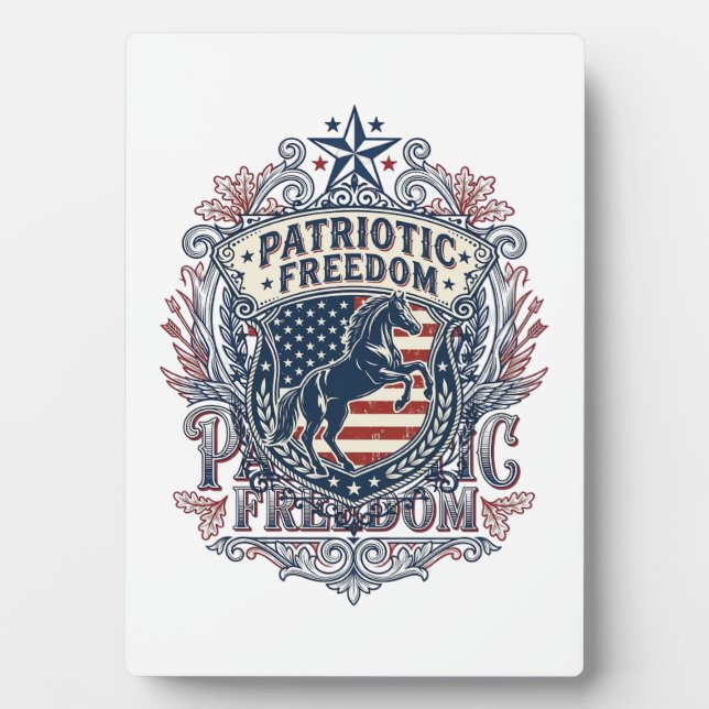 Patriotic Horse Lover Vector Graphic Tee_1 Plaque (Front)