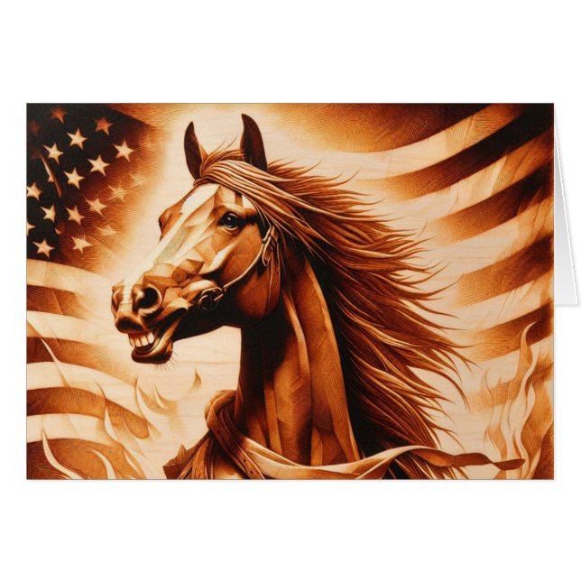 Patriotic Horse Sepia Cards (Front Horizontal)
