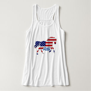 Patriotic Horse Super Power -American Flag Design Tank Top